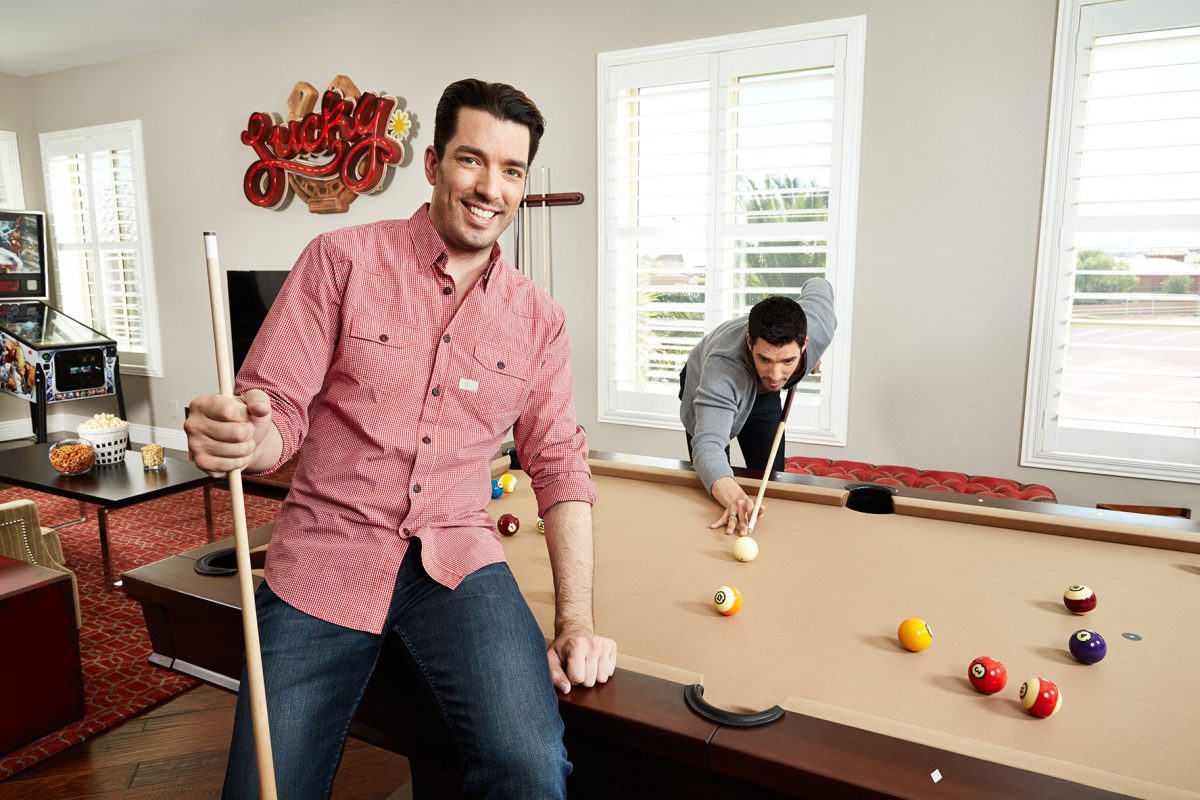 Property Brothers, Drew and Jonathan Scott, in their Las Vegas home. Shot for People magazine.