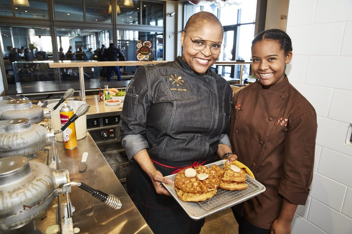 Chef Tanya Holland at her new restaurant in the San Francisco Ferry Building.