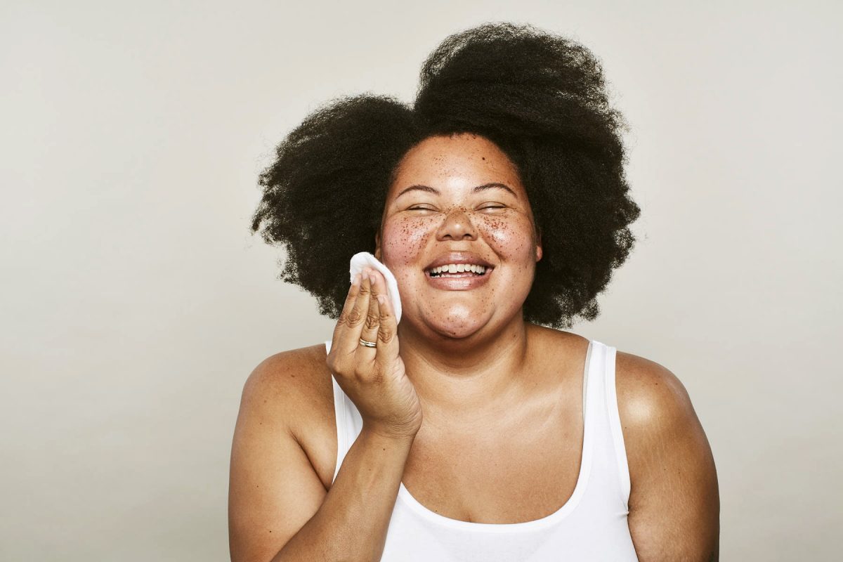 Photos of real people taking care of their skin.