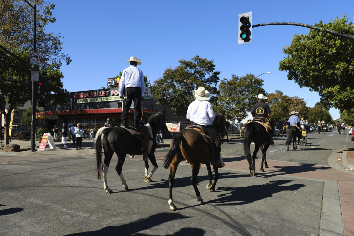 Every year on the first weekend in October the Black Cowboy Association, hosts the Black Cowboy Parade, in De Femery Park in Oakland, California.